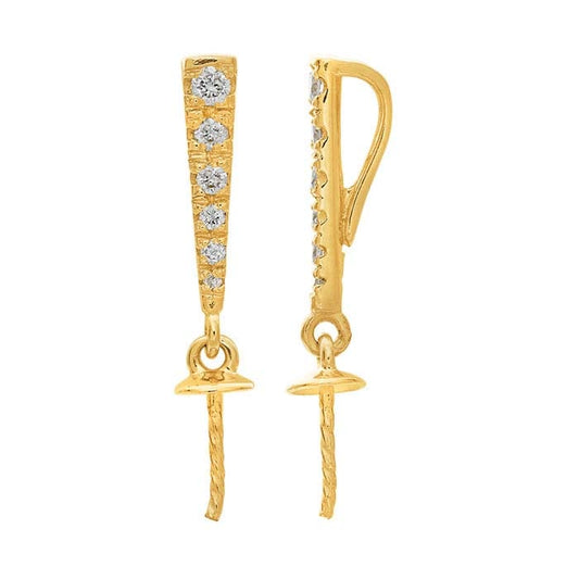 14K Yellow Gold Diamond-Set Pearl Pendant Mounting