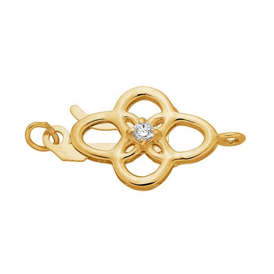 Chiusura di Sicurezza Filigrana con Diamanti, Oro Giallo 14K, 16,7 x 8,9 mm