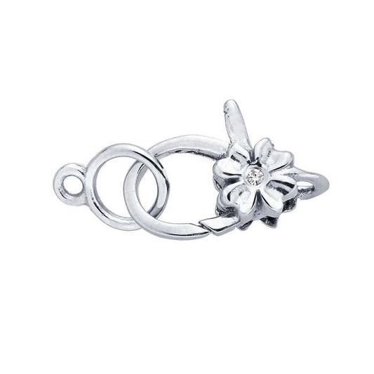 Chiusura a moschettone in oro bianco 14K 17,2 x 7,4 mm con diamanti incastonati e anello chiuso