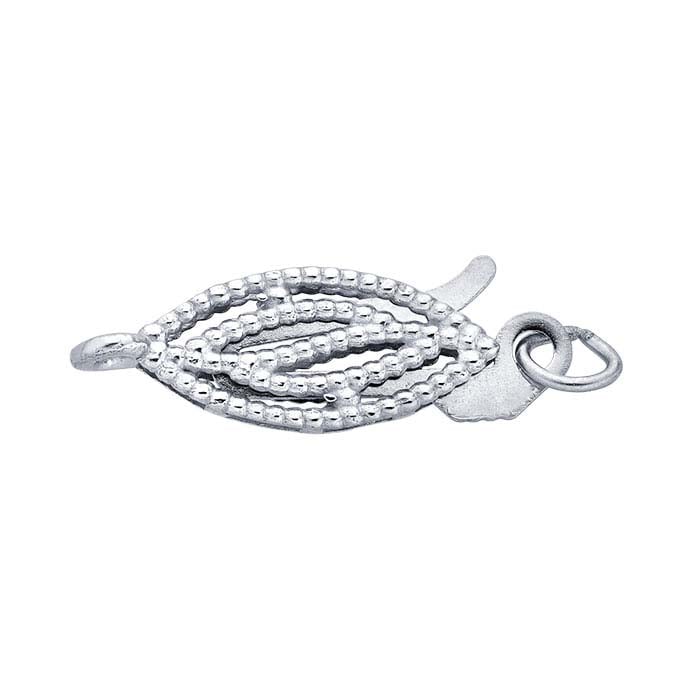 14K White Gold Marquise Filigree Safety Clasp