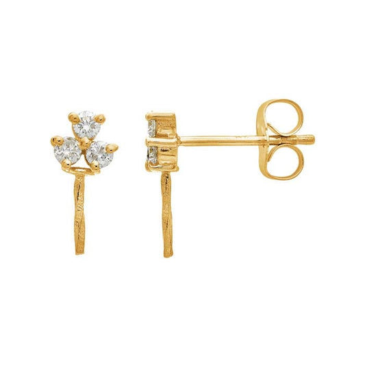 14K Yellow Gold Diamond-Set Cluster Post Earrings with Peg