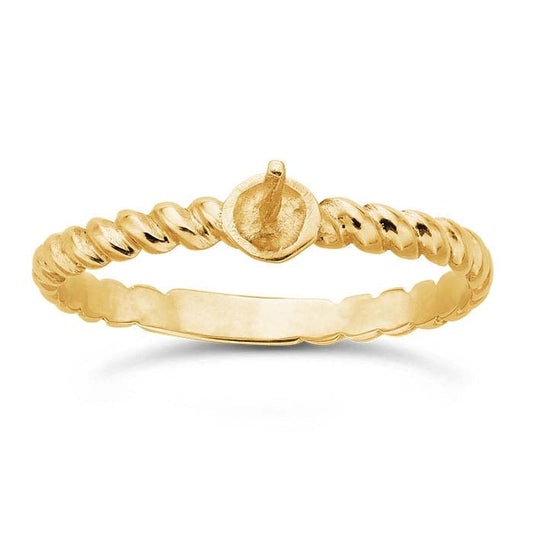 14K Yellow Gold Twist Band Pearl Ring Mounting