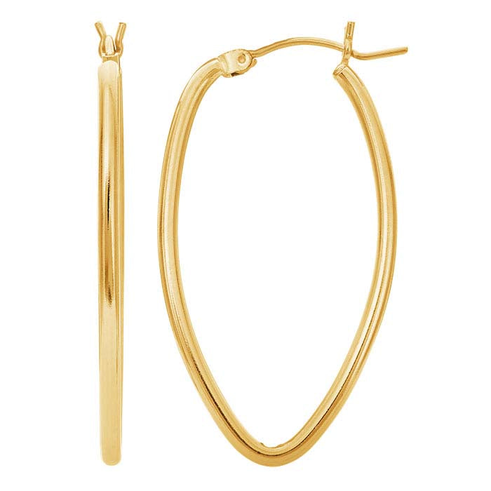14/20 Yellow Gold-Filled Round Marquise Hoop Earrings