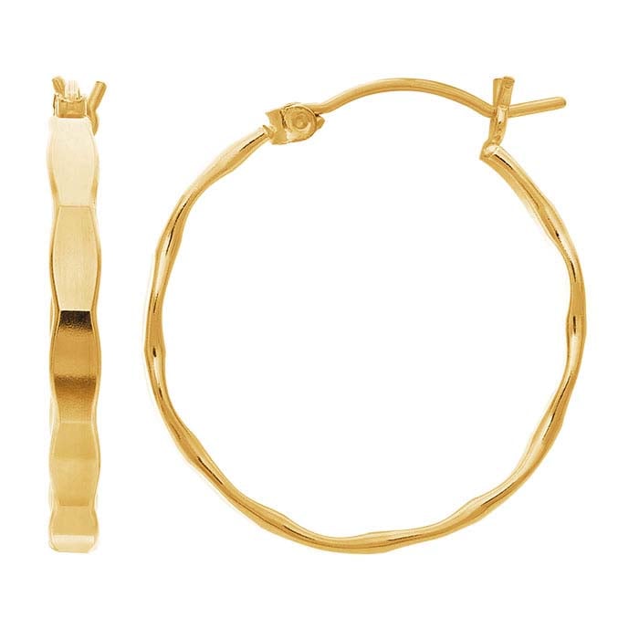 14/20 Yellow Gold-Filled Hammered Hoop Earrings