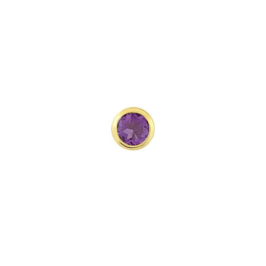 14K Gult Guld 3mm Ametist-Satt Berlock