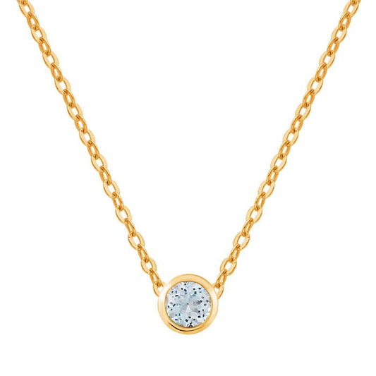 14K Gult Guld 3mm Aquamarin-Satt Berlock