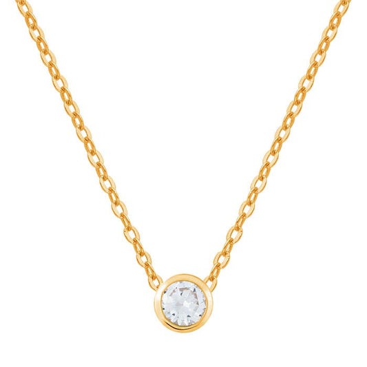 14K Gult Guld 3mm Labbod Vit Safir-Satt Berlock