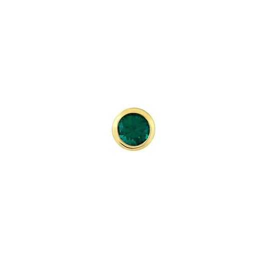 14K Gult Guld 3mm Labbododlad Smaragdinfattad Berlock