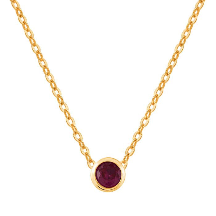 14K Yellow Gold Lab-Grown Ruby-Set Charm