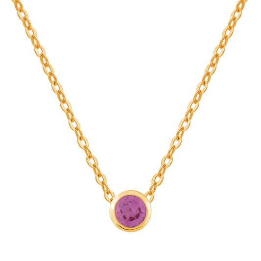 14K Gult Guld 3mm Labbodlad Rosa Safir-Infattad Berlock