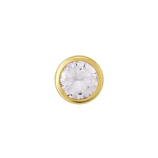 14K Gult Guld 4mm Labbod Vit Safir-Infattad Berlock