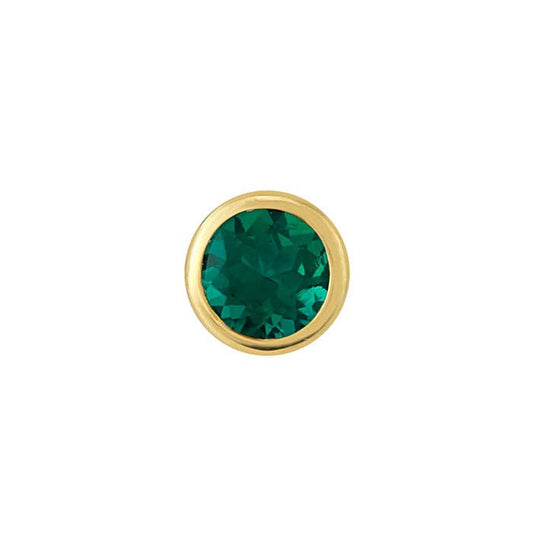 14K Gult Guld 4mm Labbodlad Smaragd-Infattad Berlock