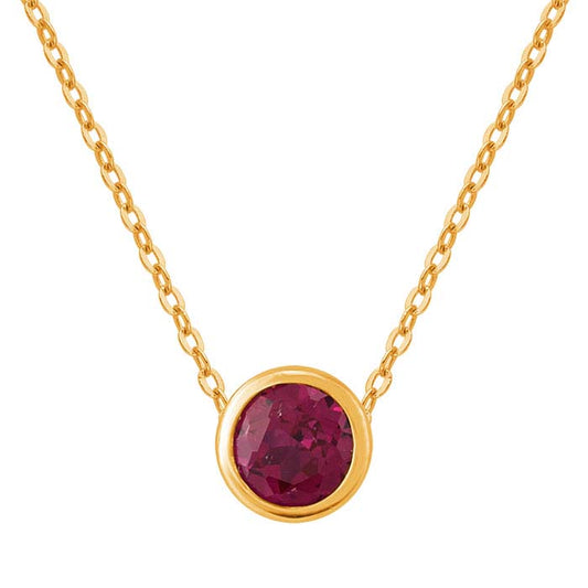 14K Gult Guld 4mm Laboratorieodlad Rubin-Infattad Berlock