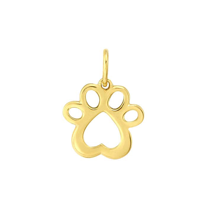 14K Yellow Gold Dog Paw Charm