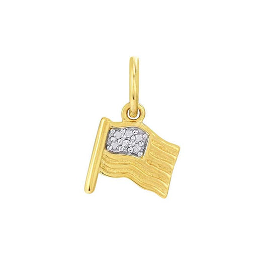 Zawieszka z flagą USA z diamentami, żółte złoto 14K