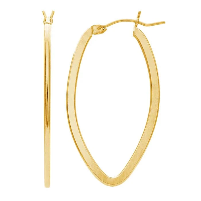 14/20 Yellow Gold-Filled Flat Marquise Hoop Earrings