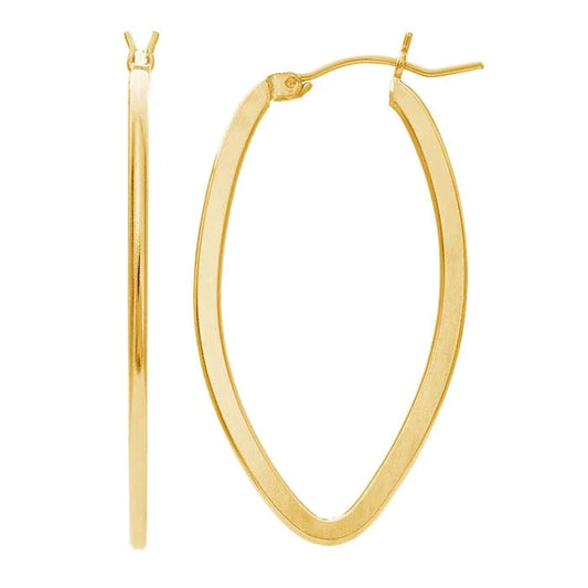 14/20 Yellow Gold-Filled Flat Marquise Hoop Earrings
