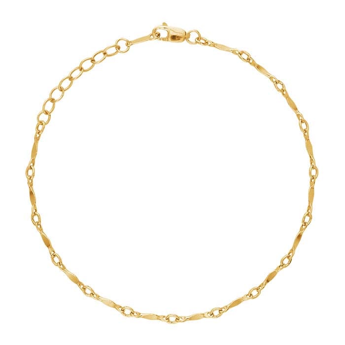 14/20 Yellow Gold-Filled 1.3mm Dapped Bar & Link Chain Bracelet