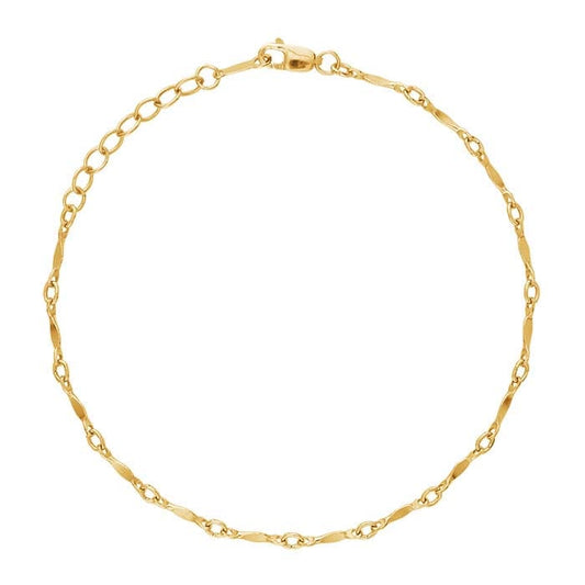14/20 Yellow Gold-Filled 1.3mm Dapped Bar & Link Chain Bracelet
