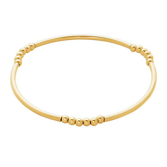 14/20 Yellow Gold-Filled Tube & Bead Stretch Bangle Bracelet
