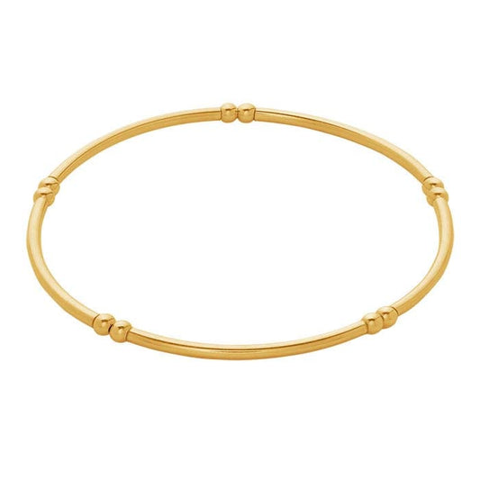 14/20 Yellow Gold-Filled Tube & Bead Stretch Bangle Bracelet