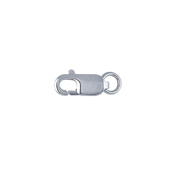 Chiusura a moschettone ovale leggera in oro bianco 14K 12,4 x 3,3 mm con anello aperto