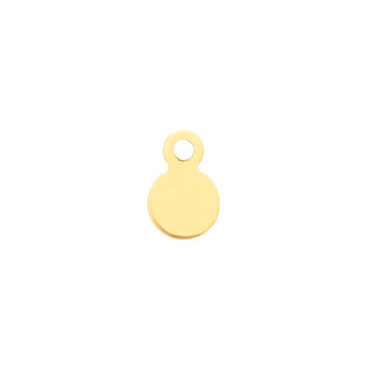 14K Yellow Gold 7 x 4.3mm Round Tag, 0.40mm