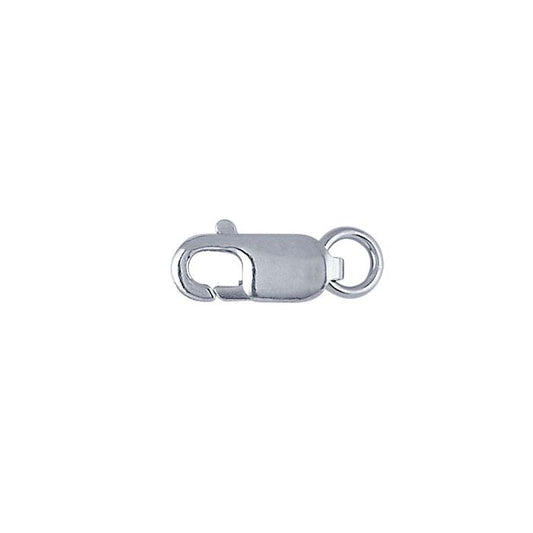 Chiusura a moschettone in oro bianco 14K 19,5 x 6 mm con anello
