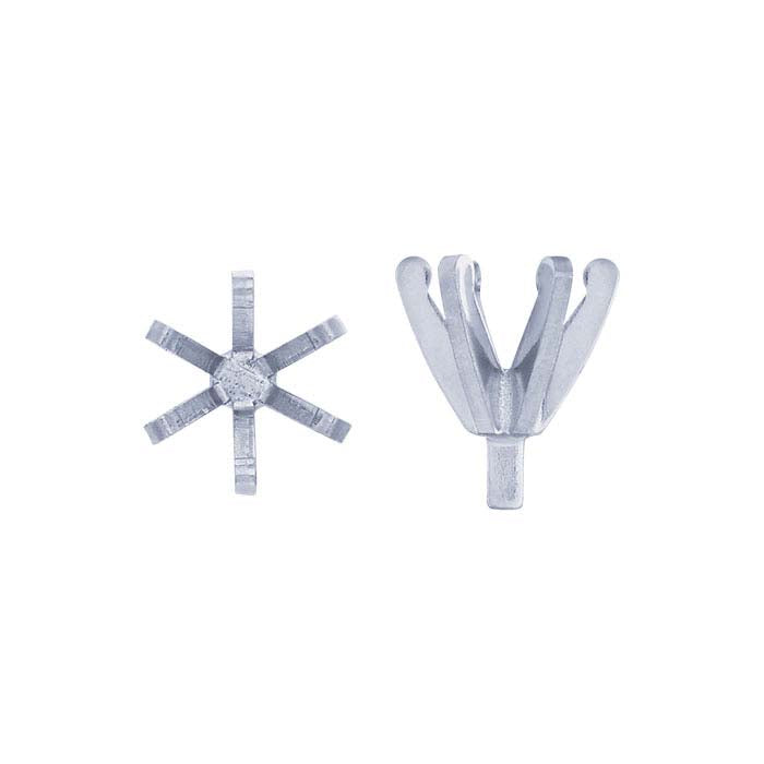 Impostazione a 6 punte con perno in oro bianco 14K, rotonda da 4,5 mm