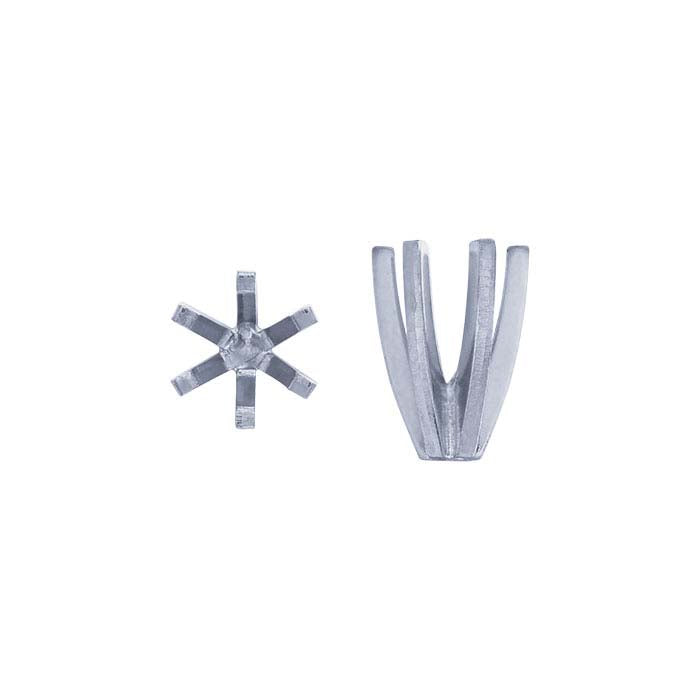 Oro Bianco 14K Montatura Rotonda da 7,4mm a 6 Griffes