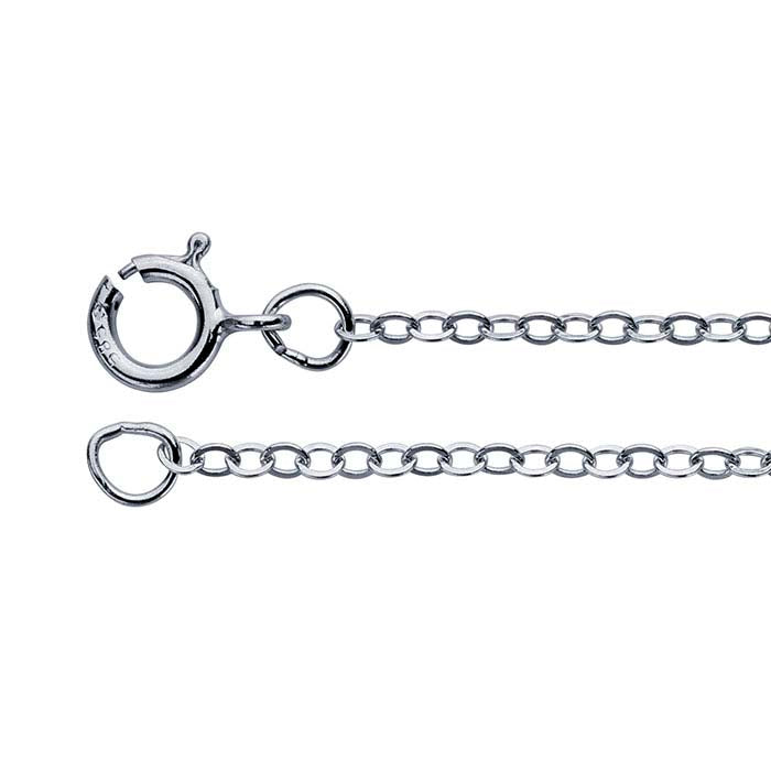 14K White Gold Flat Oval Cable Chain