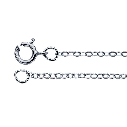 14K White Gold Flat Oval Cable Chain