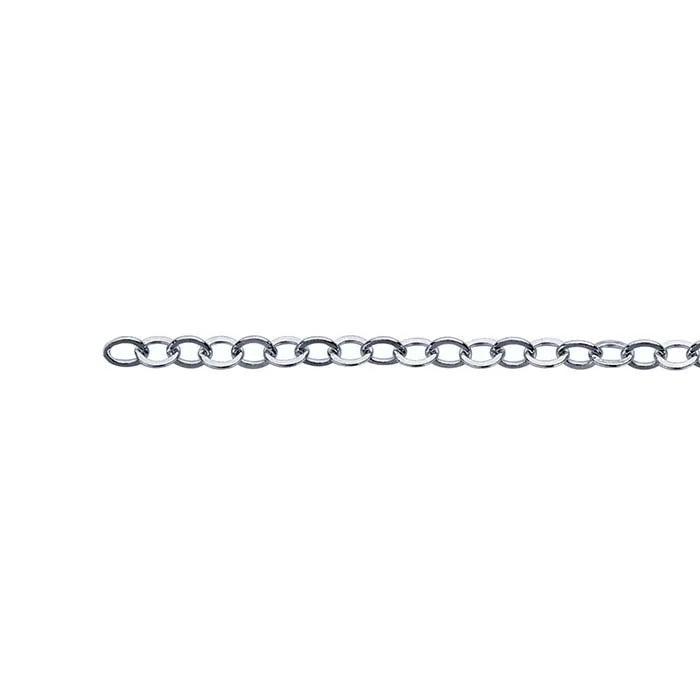 14K White Gold Flat Oval Cable Chain