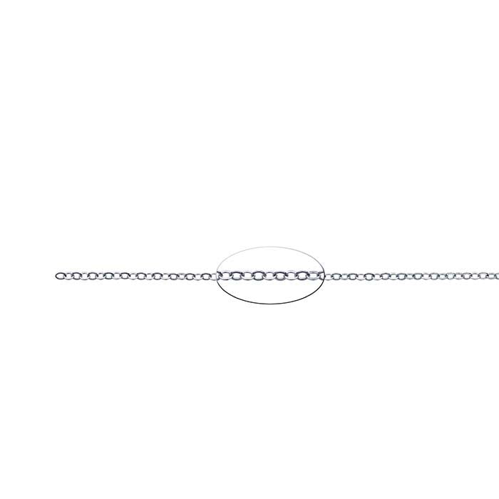14K White Gold Flat Oval Cable Chain