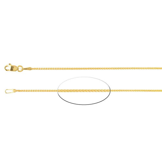 14K Yellow Gold 1.1mm Diamond-Cut Wheat Chain