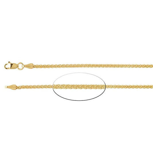 14K Yellow Gold Round Wheat Chain