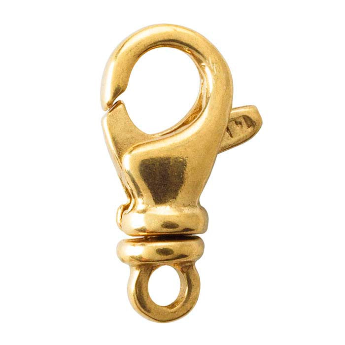 Chiusura a moschettone girevole a goccia 13,5 x 7,8 mm in oro giallo 14K