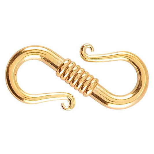 Chiusura a S a molla 15 x 6mm in oro giallo 18K