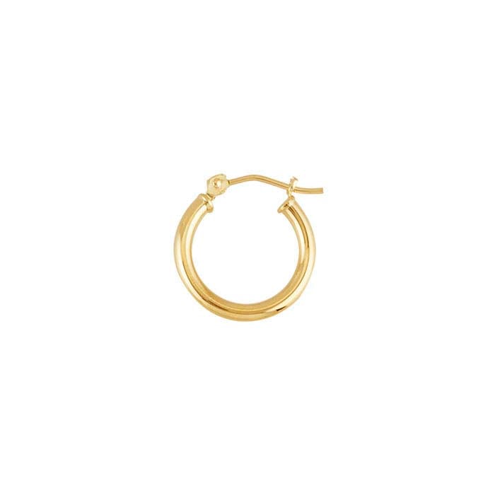 14K Yellow Gold 2mm Tubing Hoop Earrings