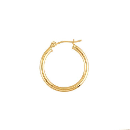 14K Yellow Gold 2mm Tubing Hoop Earrings