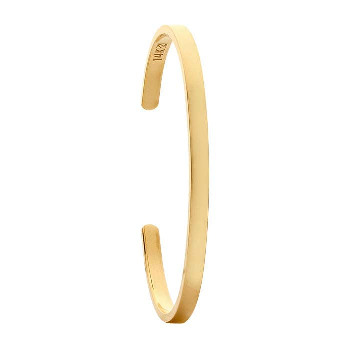 Bracelet manchette plat en or jaune 14 carats