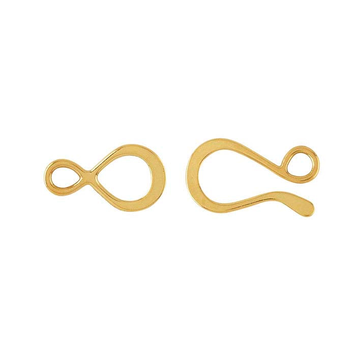 Chiusura a gancio e occhiello appiattita in oro giallo 14K 24,6 x 7,9 mm
