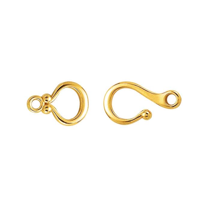 14K Yellow Gold 25.3 x 10.5mm Ball-End Hook & Eye Clasp