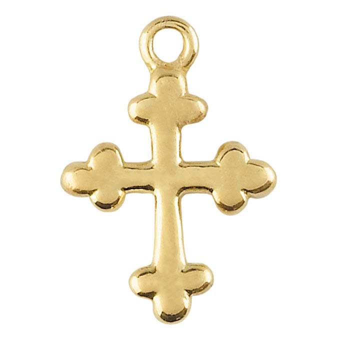 14K Yellow Gold Botonnee Cross Pendant