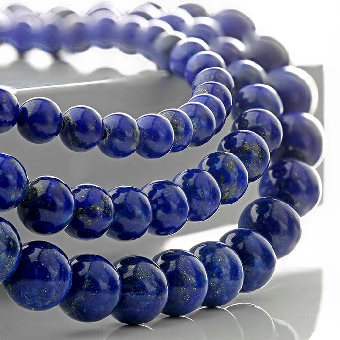 Lapis Lazuli 6 mm Rund Perlestreng