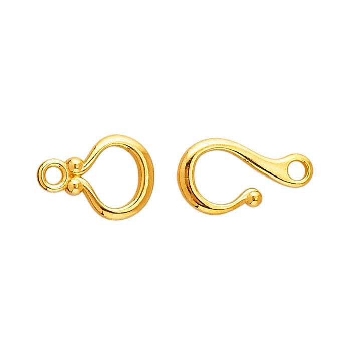 Chiusura a gancio e occhiello con estremità a sfera 18 x 6,4 mm in oro giallo 14K