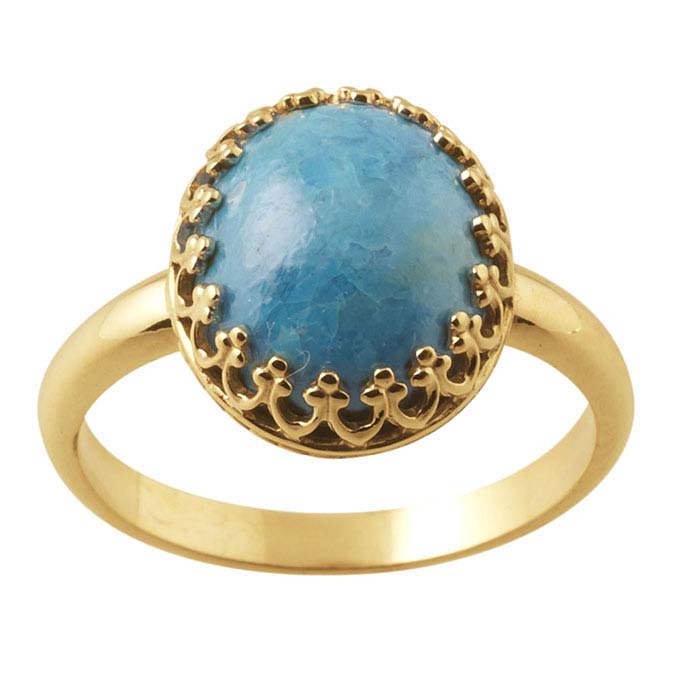 14K Yellow Gold Gallery Wire Oval Cabochon Ring Mounting