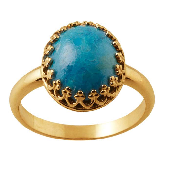 14K Yellow Gold Gallery Wire Oval Cabochon Ring Mounting