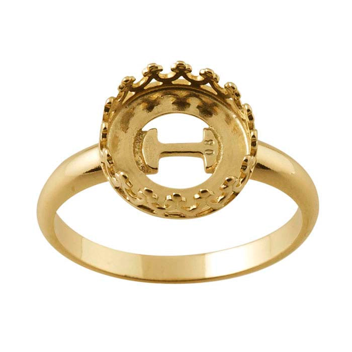 14K Yellow Gold Gallery Wire Round Cabochon Ring Mounting