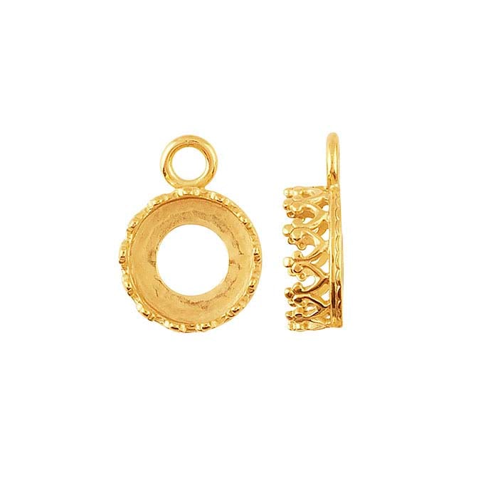 Montatura per cabochon con filo galleria rotondo da 8 mm in oro giallo 14K